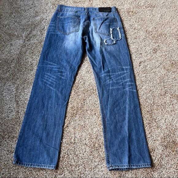 CJ Black Men’s Ripped/Patched Low Rise Slim Straight Jeans Size 32/32 - Picture 2 of 10